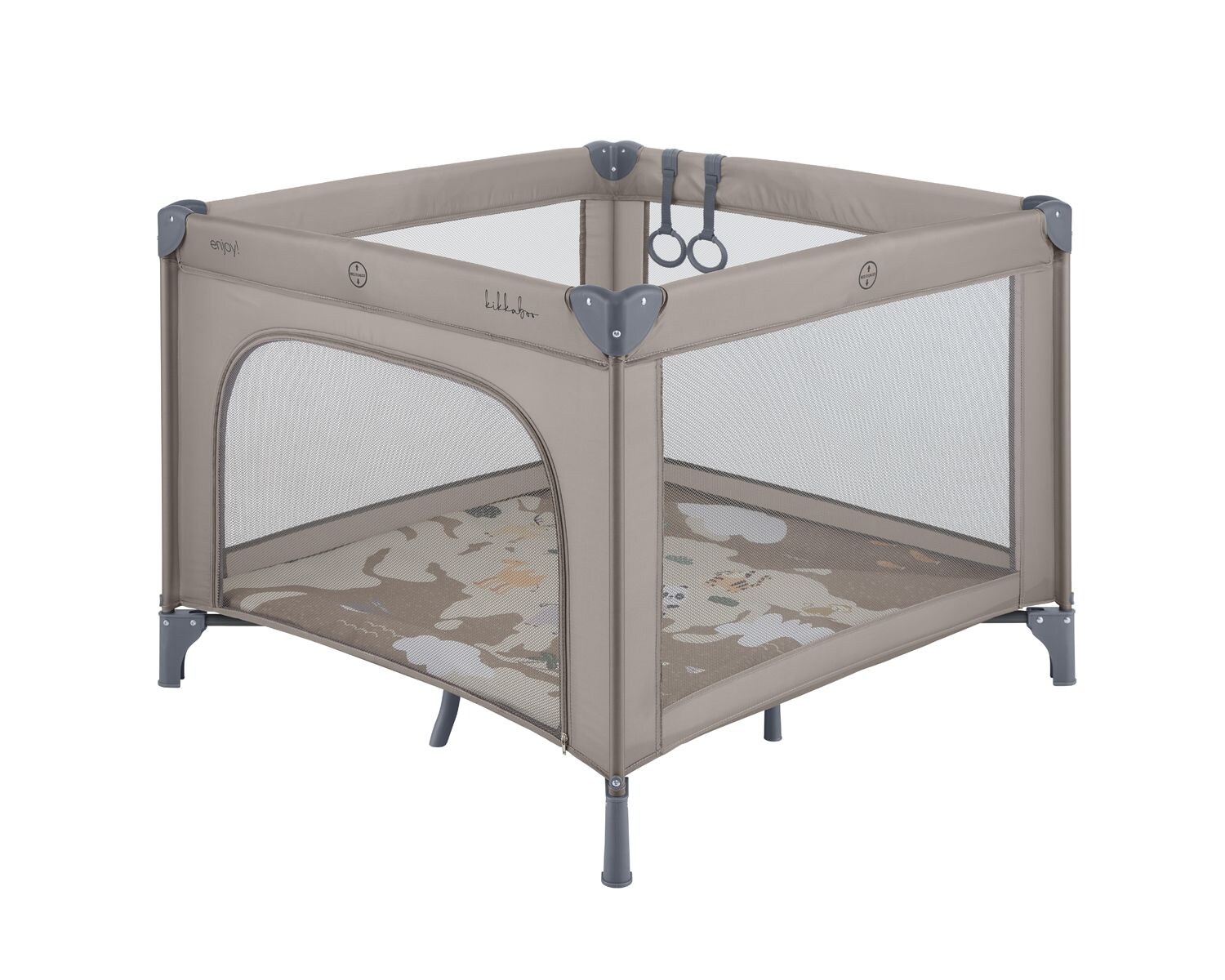 Kikka boo Laufstall Enjoy Matratze Reißverschluss klappbar Tasche Hängegriffe beige