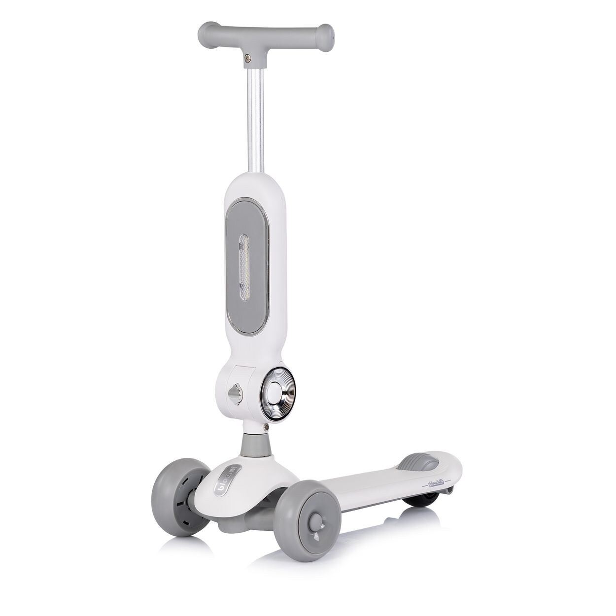 Chipolino Kinderroller Bloomi 2 in 1 Laufrad Sitz PU-Räder Lichteffekte Bremse grau