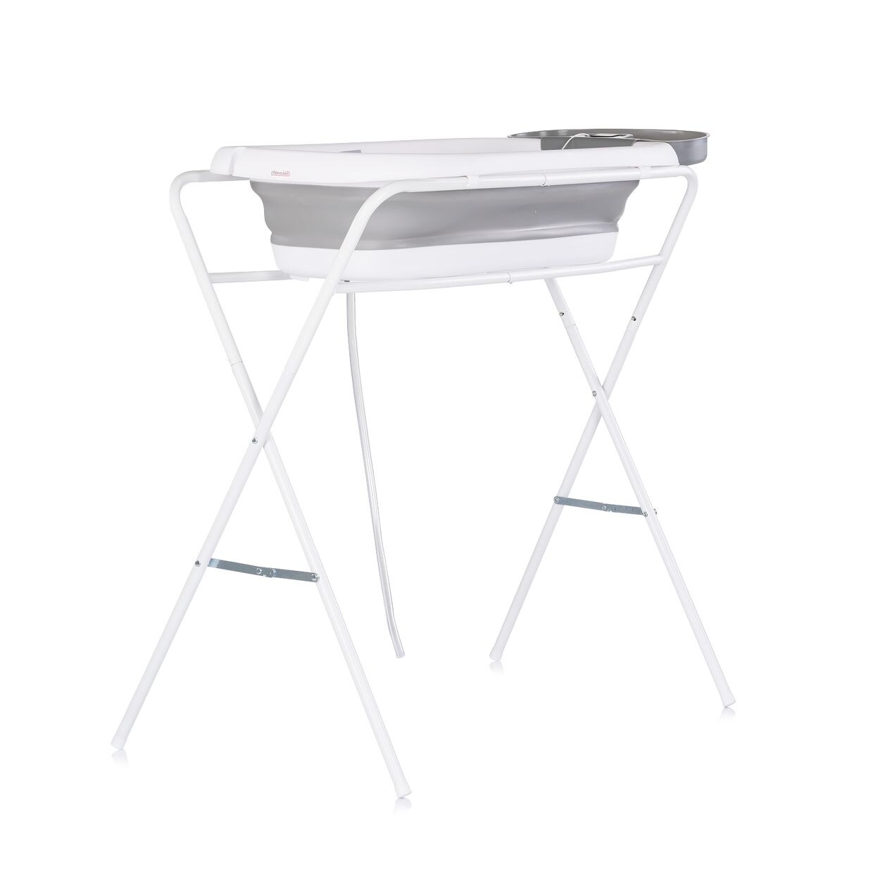 Chipolino Babybadewanne-Set Slim, Ständer 90 cm, Ablage, klappbar, Thermometer grau