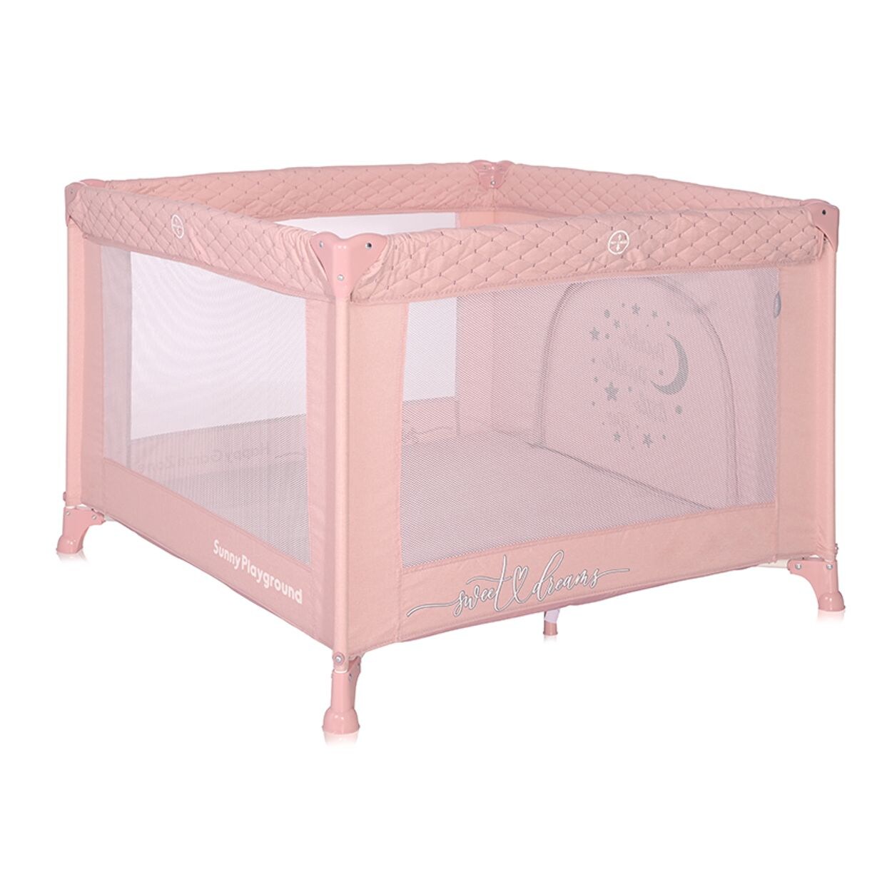 Lorelli Reiselaufstall Sunny, faltbar, seitliche Öffnung, Matratze, Tragetasche pink