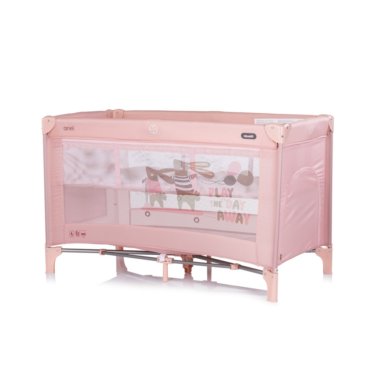 Chipolino Reisebett Ariel, 2 Ebenen, Tragetasche, Seiteneingang, Seitentasche wei&szlig; rosa - Bild 1