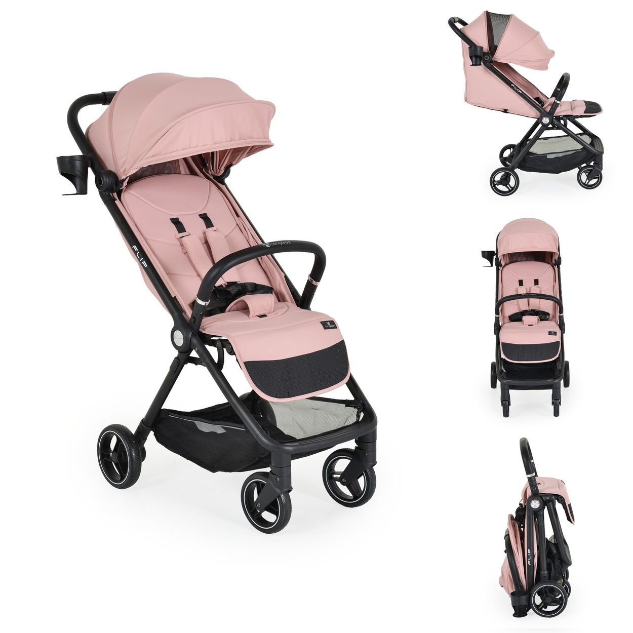 Cangaroo Kinderwagen, Sommerbuggy Flip klappbar Getr&auml;nkehalter Korb Sto&szlig;d&auml;mpfer rosa - Bild 1