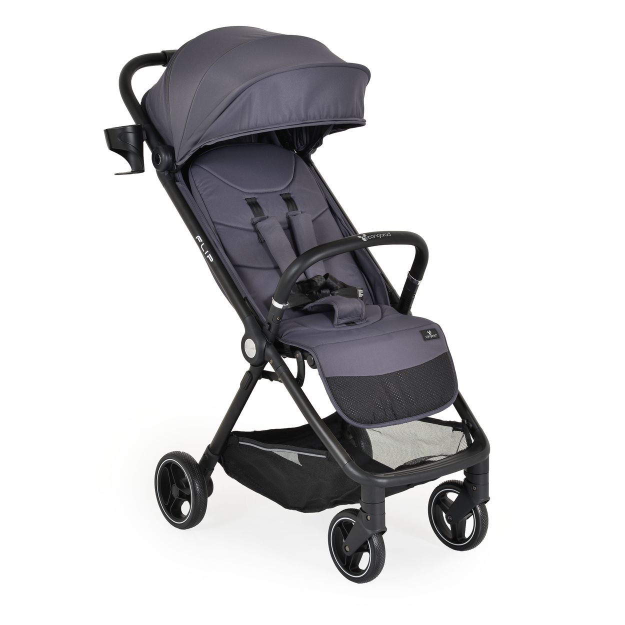 Cangaroo Kinderwagen, Sommerbuggy Flip klappbar Getr&auml;nkehalter Korb Sto&szlig;d&auml;mpfer grau - Bild 1