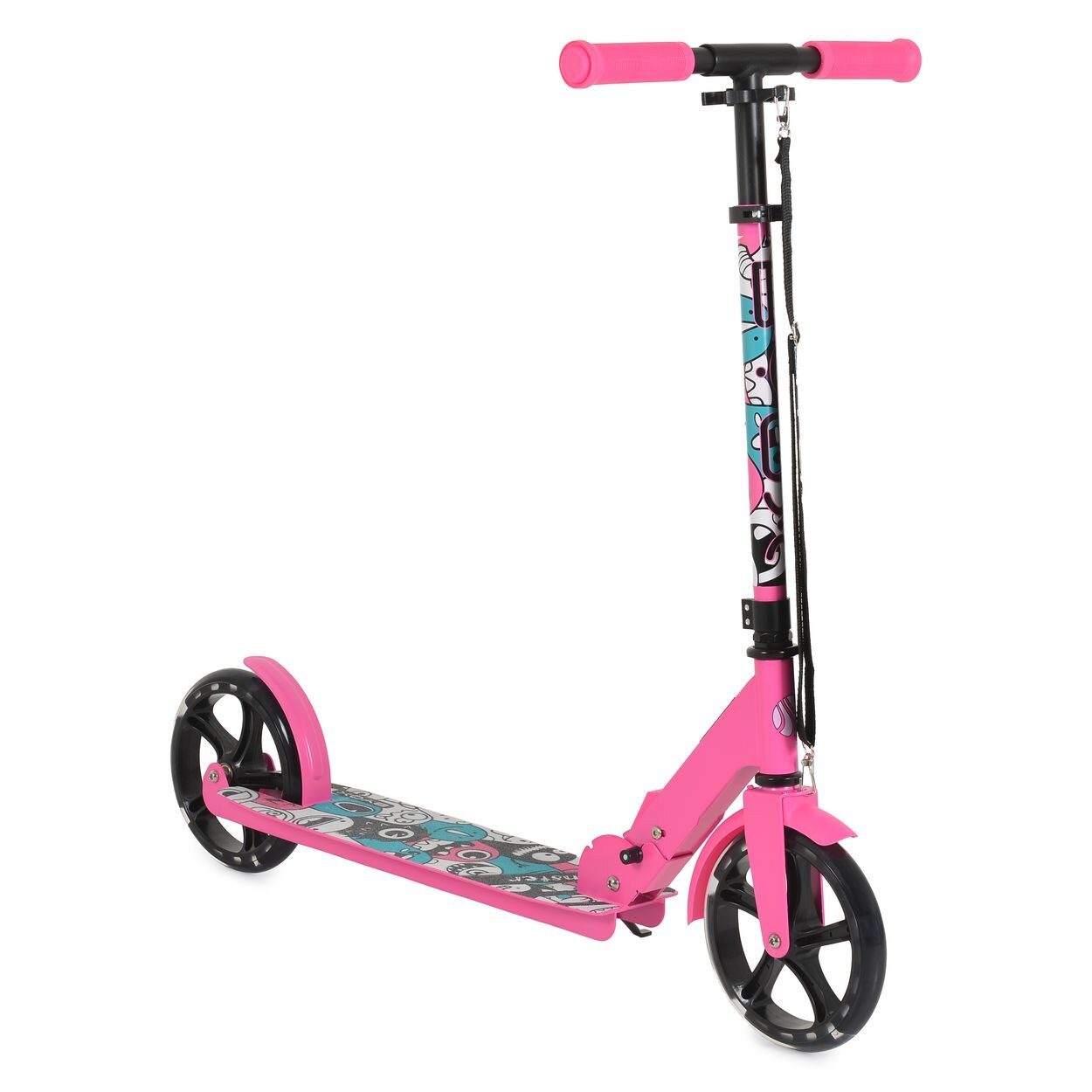 Byox Kinderroller Monster klappbar PU-Räder LED ABEC-7 Ständer bis 100 kg rosa