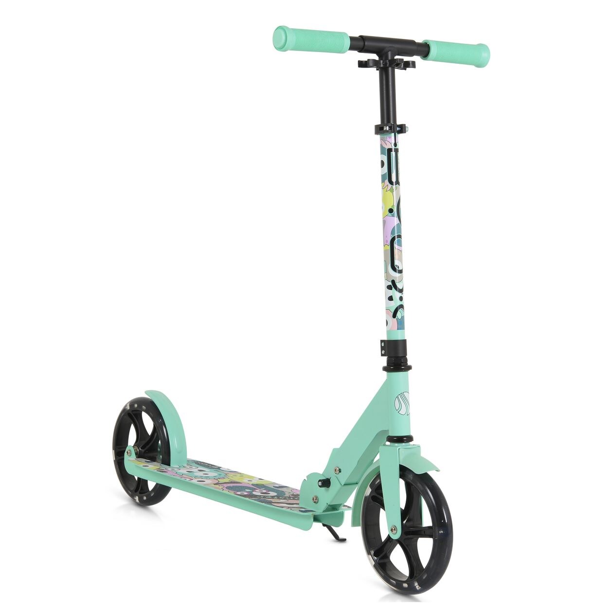 Byox Kinderroller Monster klappbar PU-Räder LED ABEC-7 Ständer bis 100 kg grün