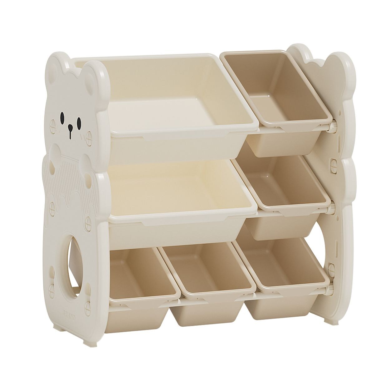 Moni Kinder Aufbewahrungsschrank 66 x 38,5 x 67 kleiner Bär 7 Aufbewahrungsboxen beige