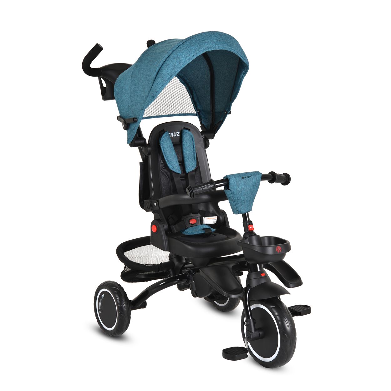 Byox Dreirad Cruz EVA-Reifen klappbar K&ouml;rbe 360 drehbar Getr&auml;nkehalter Fu&szlig;st&uuml;tze blau - Bild 1