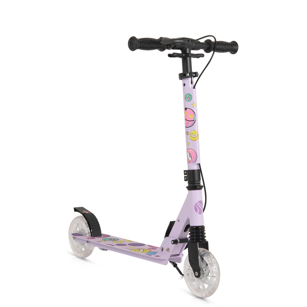 Byox Kinderroller Snazzy faltbar Hinterradbremse Seitenst&auml;nder LED-R&auml;der 100 kg lila - Bild 1