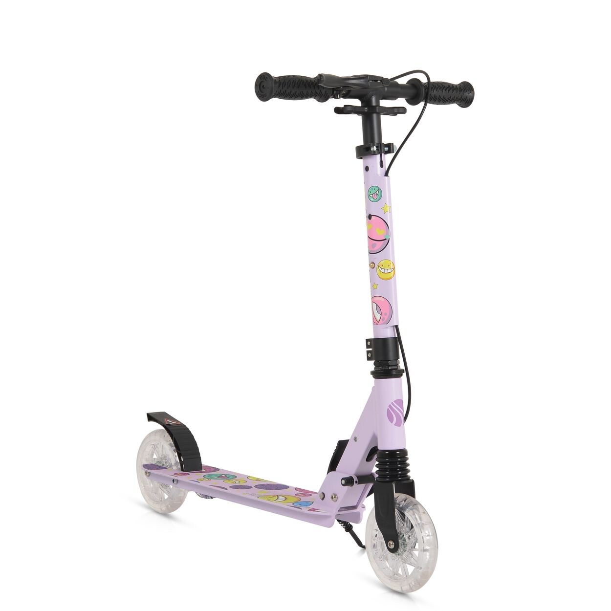 Byox Kinderroller Snazzy faltbar Hinterradbremse Seitenständer LED-Räder 100 kg lila