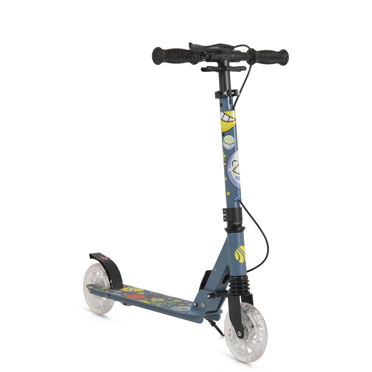 Byox Kinderroller Snazzy faltbar Hinterradbremse Seitenständer LED-Räder 100 kg grau