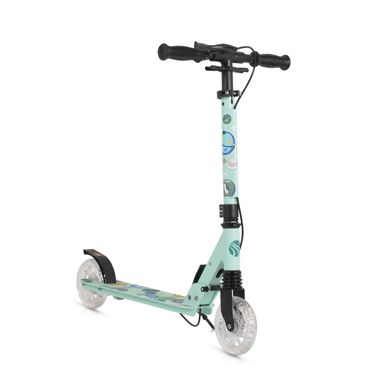 Byox Kinderroller Snazzy faltbar Hinterradbremse Seitenständer LED-Räder 100 kg grün