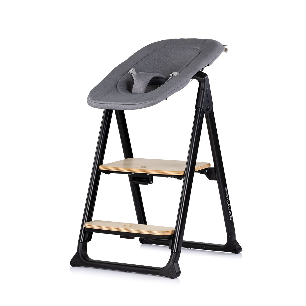 Chipolino Hochstuhl Quatro 4in1 Babywippe Lernturm Kinderstuhl Tablett Fu&szlig;st&uuml;tze dunkelgrau - Bild 1