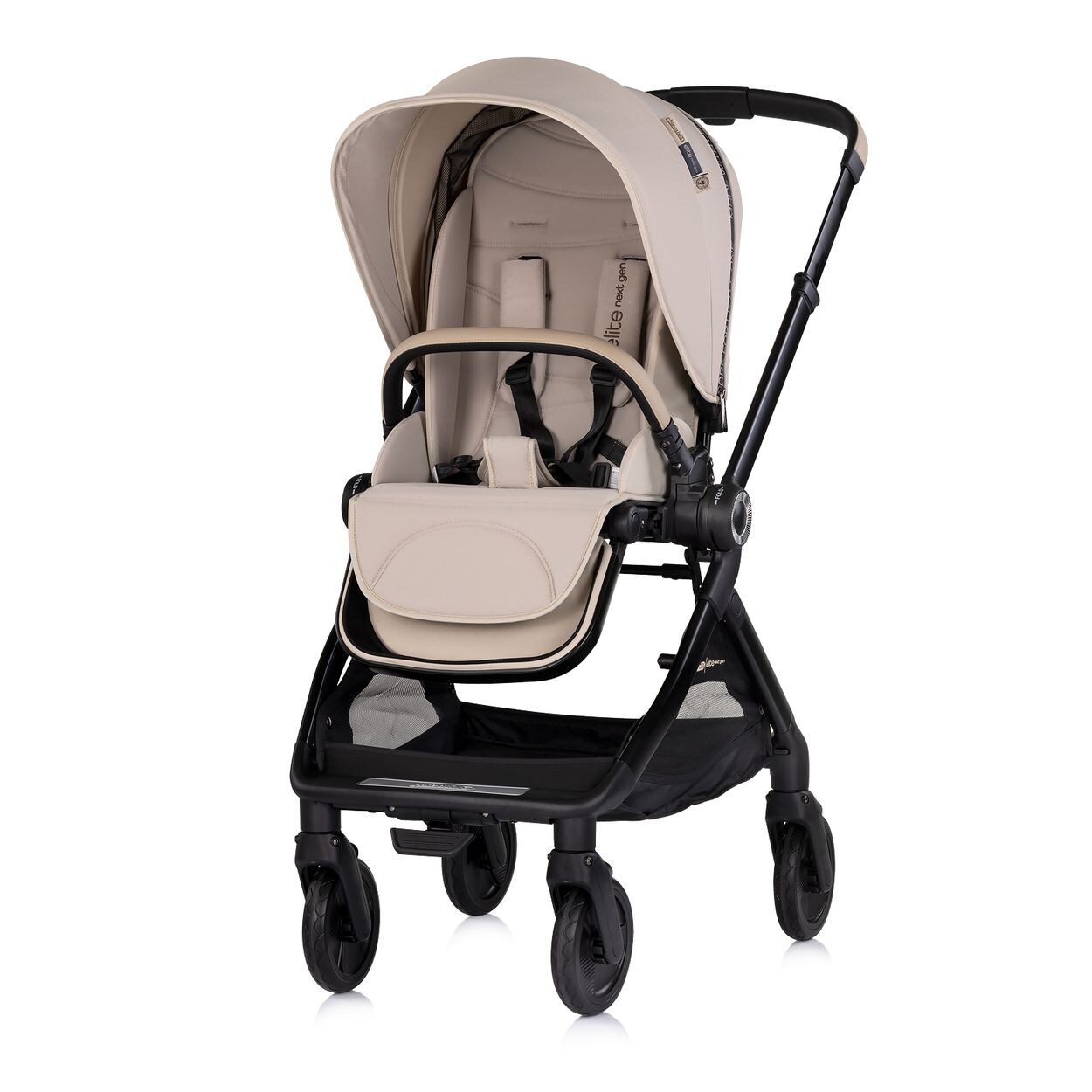 Chipolino Kombikinderwagen Elite 2 in 1 next GEN klappbar Fußsack Moskitonetz beige