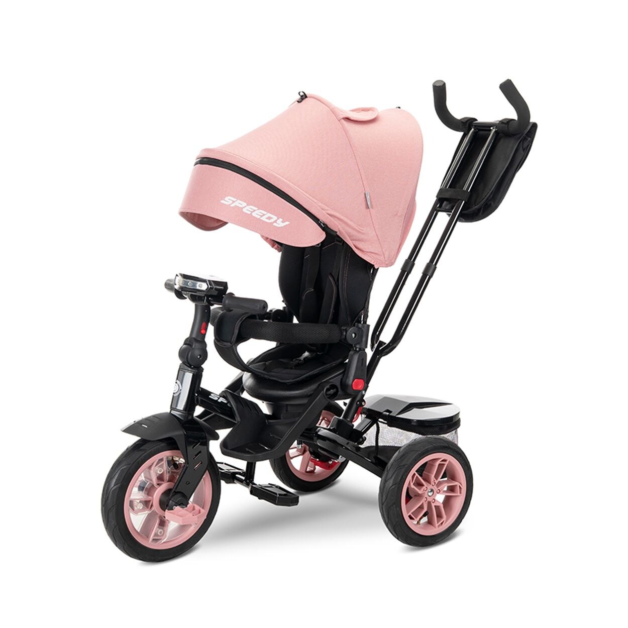 Lorelli Tricycle Speedy, Luftreifen, drehbarer Sitz, Musik, Licht, Schubstange pink