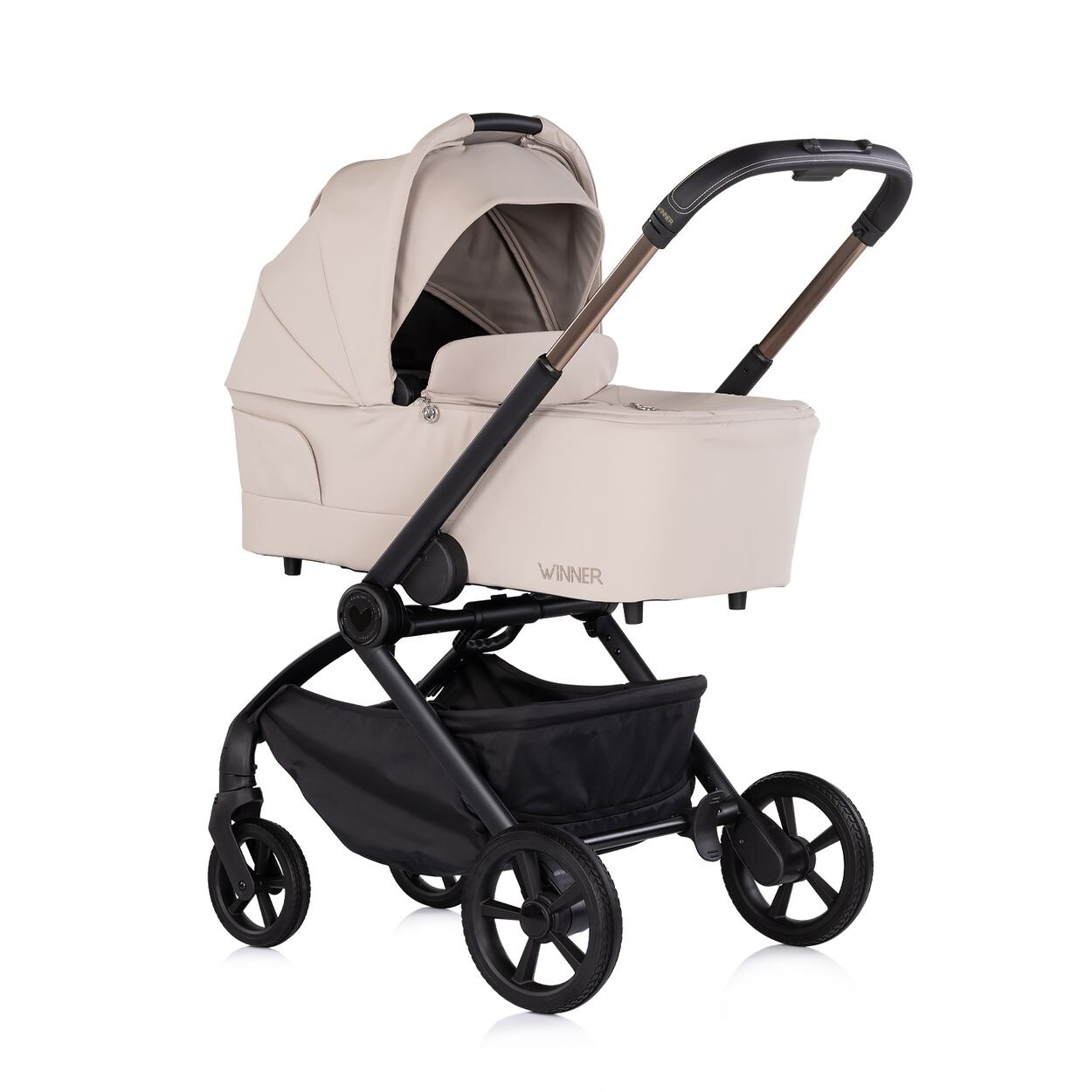 Chipolino Kombikinderwagen Winner 2 in 1 Babywanne klappbar Fußabdeckung Korb beige