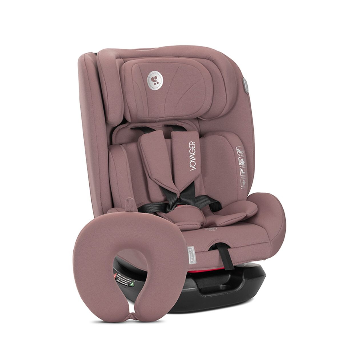 Lorelli Kindersitz Voyager i-Size (40-150 cm) Nackenkissen, Kopfstütze, Gurt pink