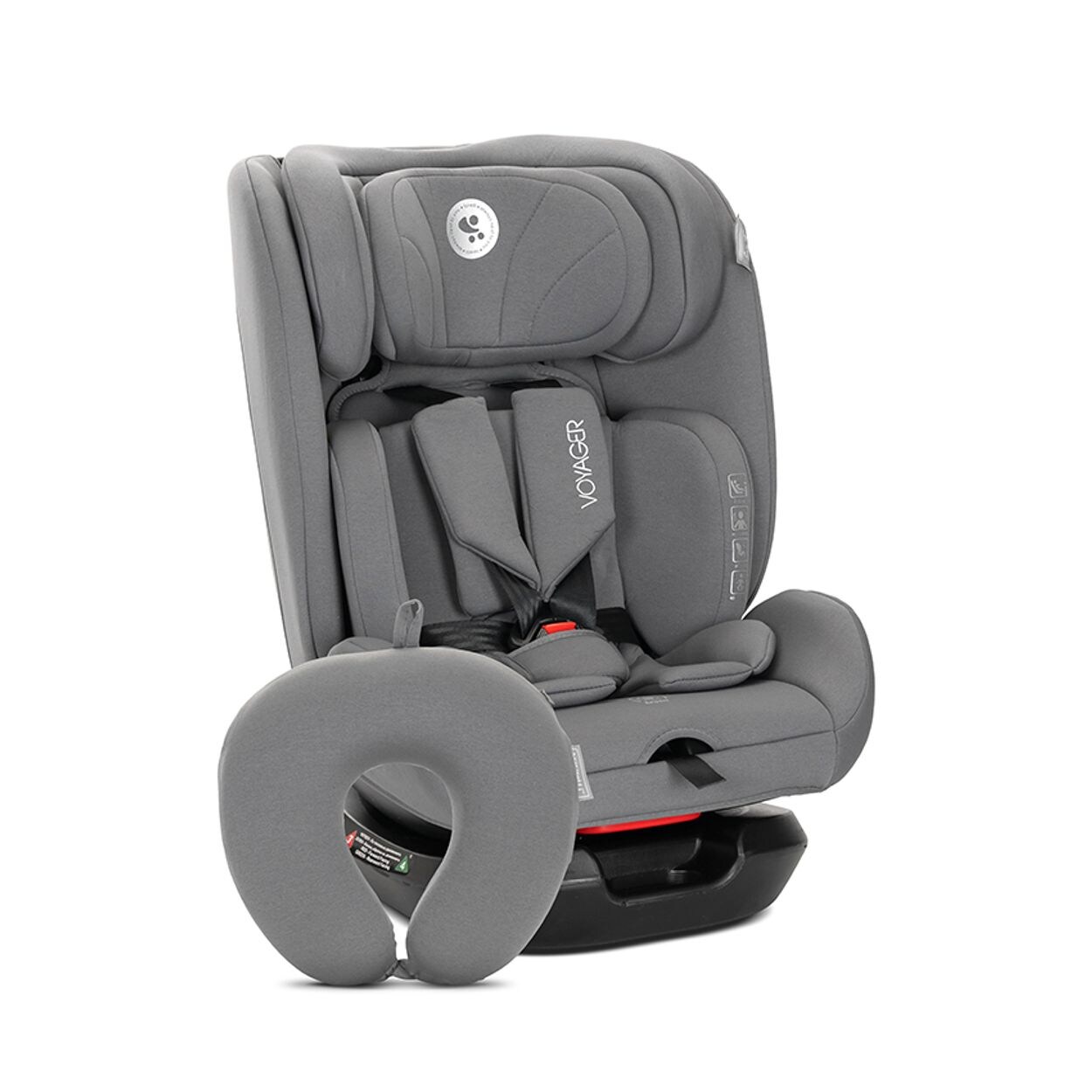 Lorelli Kindersitz Voyager i-Size (40-150 cm) Nackenkissen, Kopfstütze, Gurt hellgrau