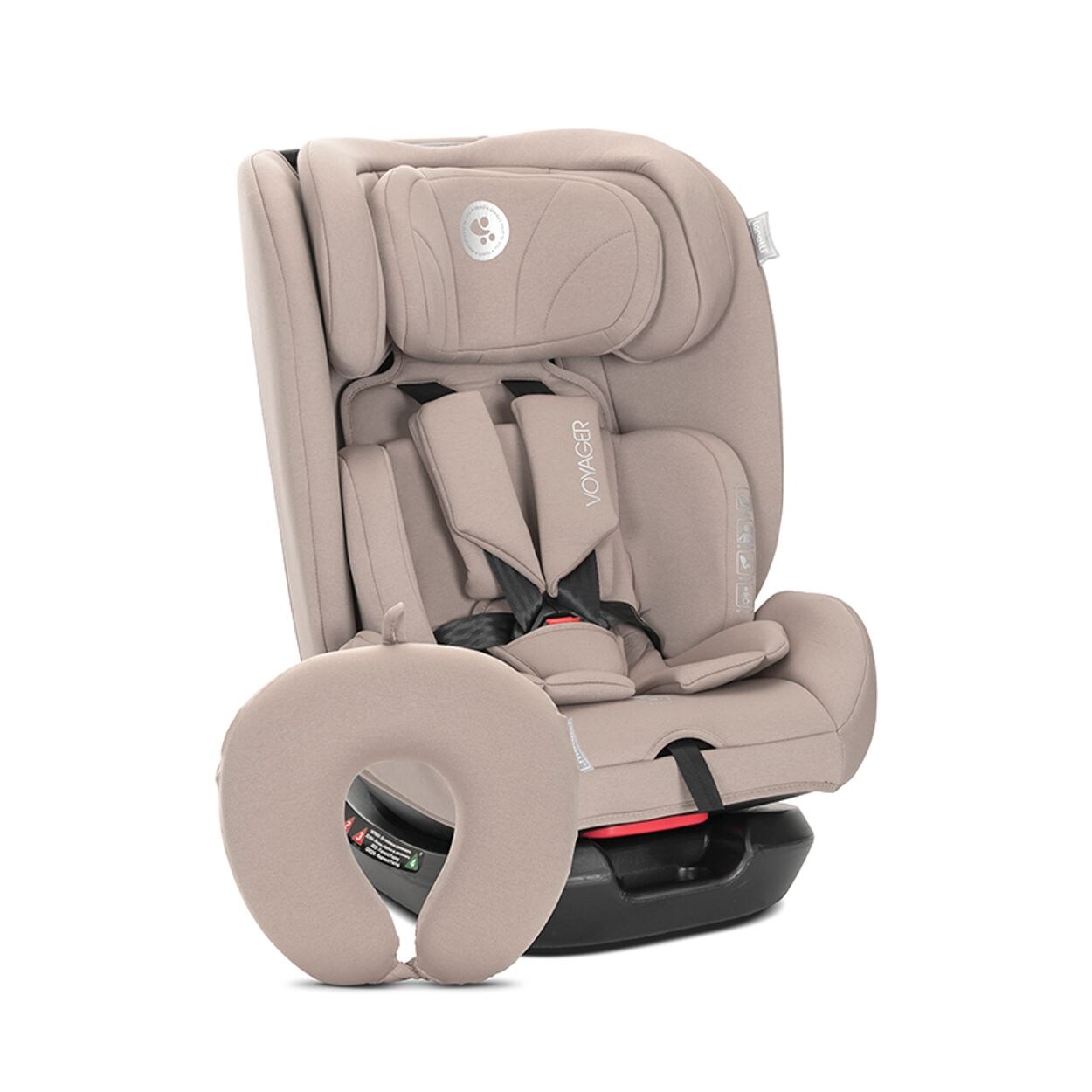 Lorelli Kindersitz Voyager i-Size (40-150 cm) Nackenkissen, Kopfstütze, Gurt beige braun