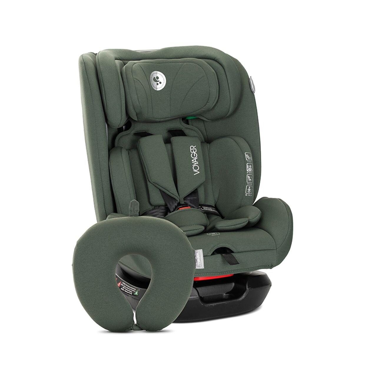 Lorelli Kindersitz Voyager i-Size (40-150 cm) Nackenkissen, Kopfstütze, Gurt dunkelgrün