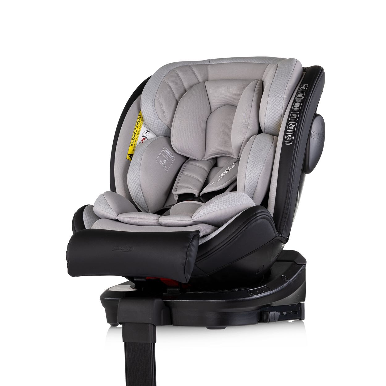 Chipolino Kindersitz Hypnotic Plus i-Size (40-150cm) Stützfuß Isofix Kopfstütze grau
