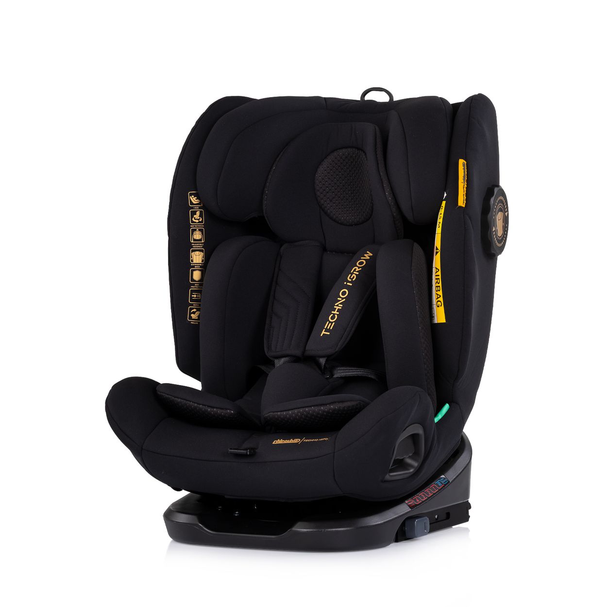 Chipolino Kindersitz Techno iGROW i-Size (40-150cm) Isofix Top Tether Kopfst&uuml;tze schwarz - Bild 1