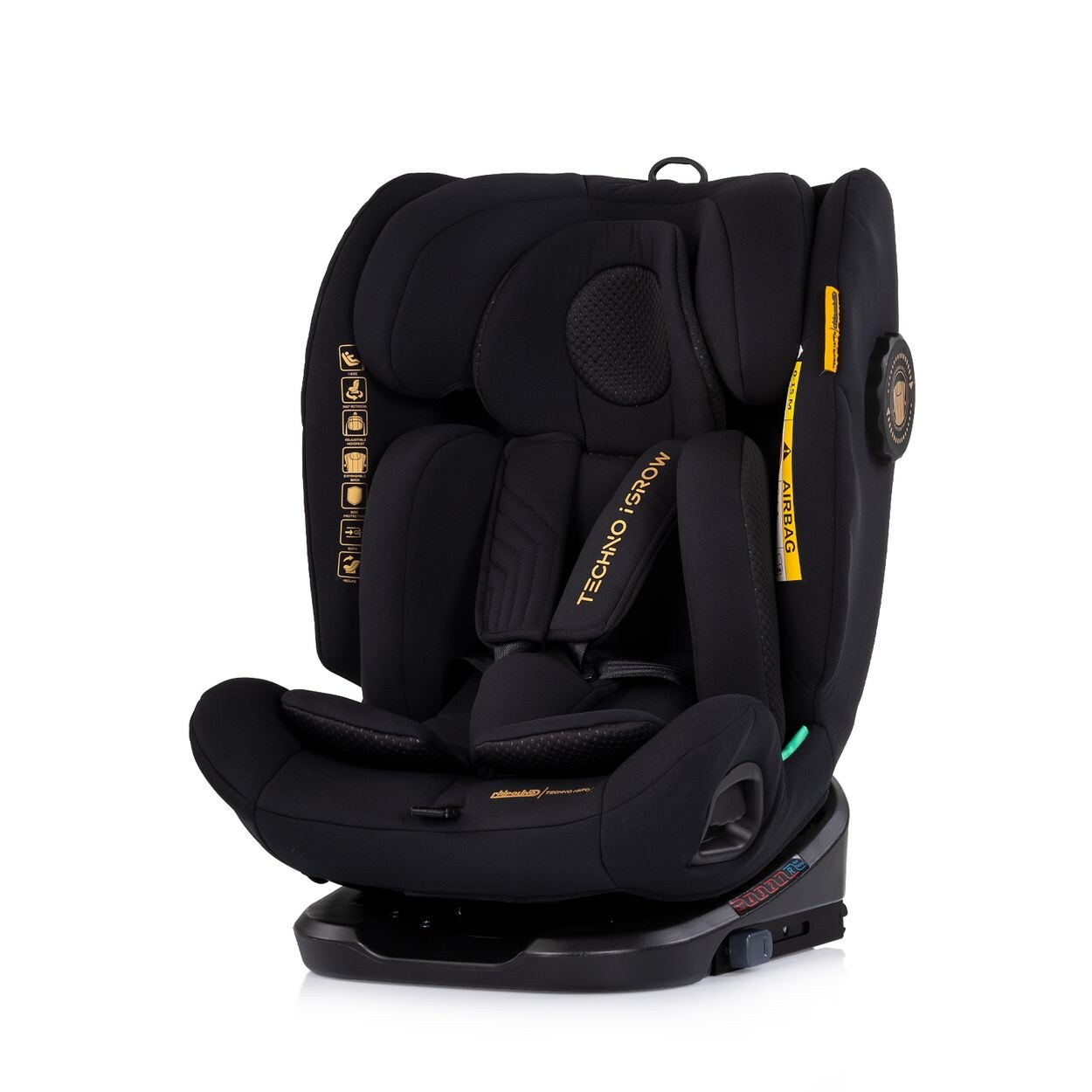 Chipolino Kindersitz Techno iGROW i-Size (40-150cm) Isofix Top Tether Kopfstütze schwaz