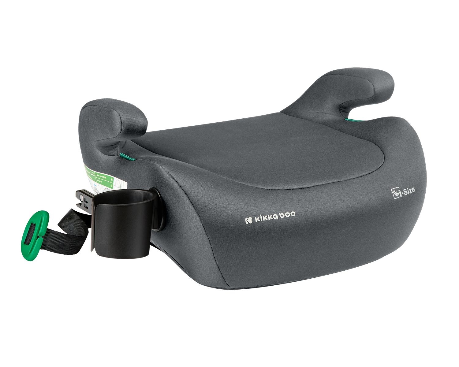 Kikkaboo Kindersitz, Sitzerhöhung i-Tip i-Size (125-150cm) ISOFIX, Armlehne grau dunkelgrau