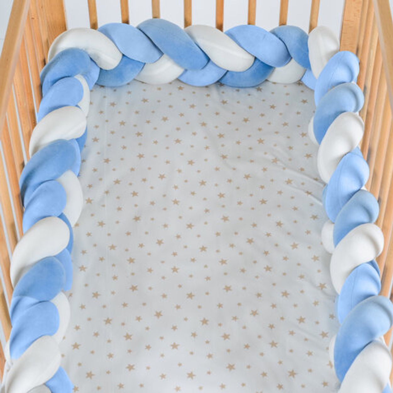 Cangaroo Bettnestchen Braidy geflochten, Bettumrandung 220 x 13 x 3,5 cm blau wei&szlig; - Bild 1