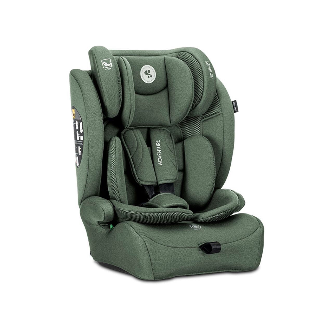 Lorelli Kindersitz i-Size Adventure (76-150 cm) Kopfstütze verstellbar bis 36 kg dunkelgrün