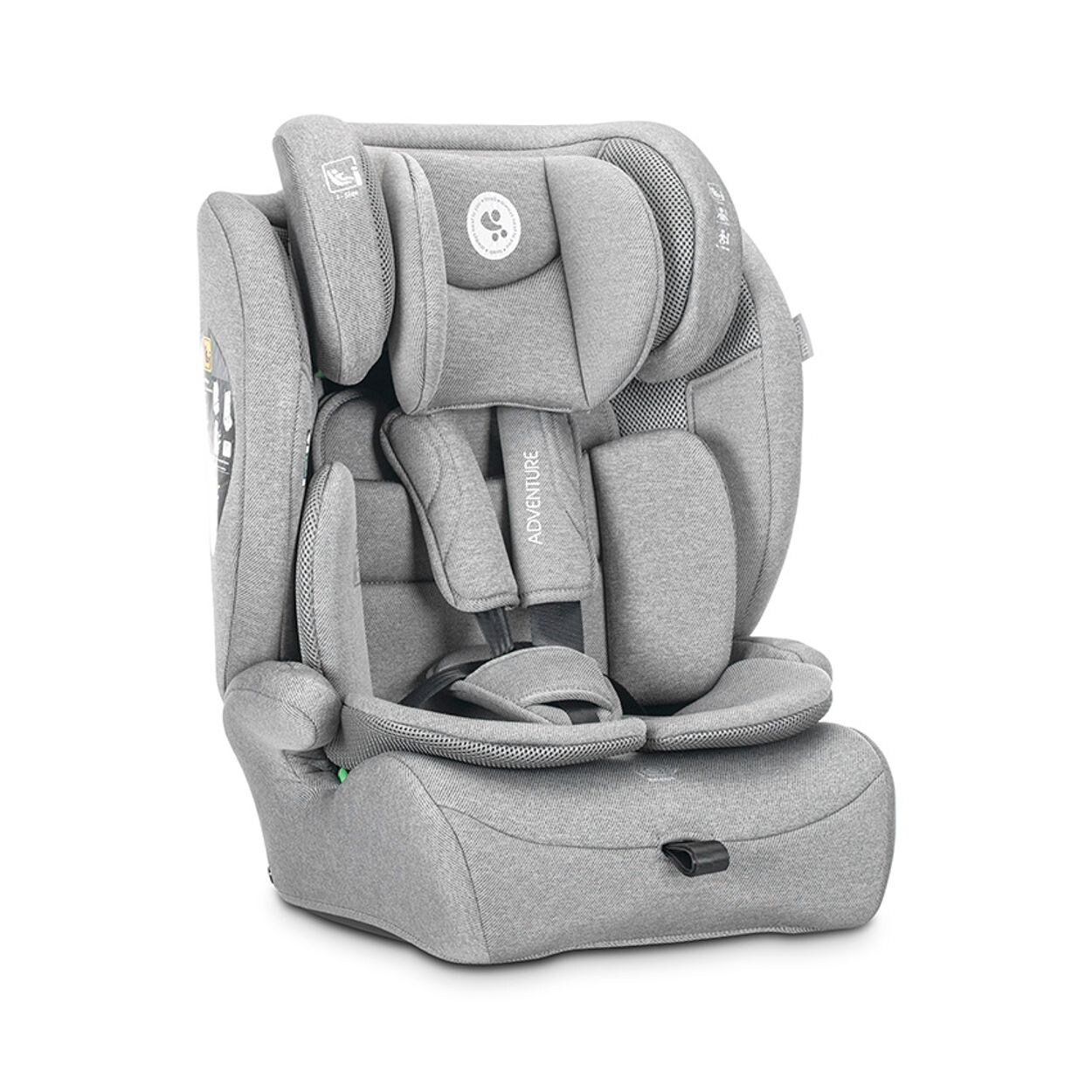 Lorelli Kindersitz i-Size Adventure (76-150 cm) Kopfstütze verstellbar bis 36 kg hellgrau