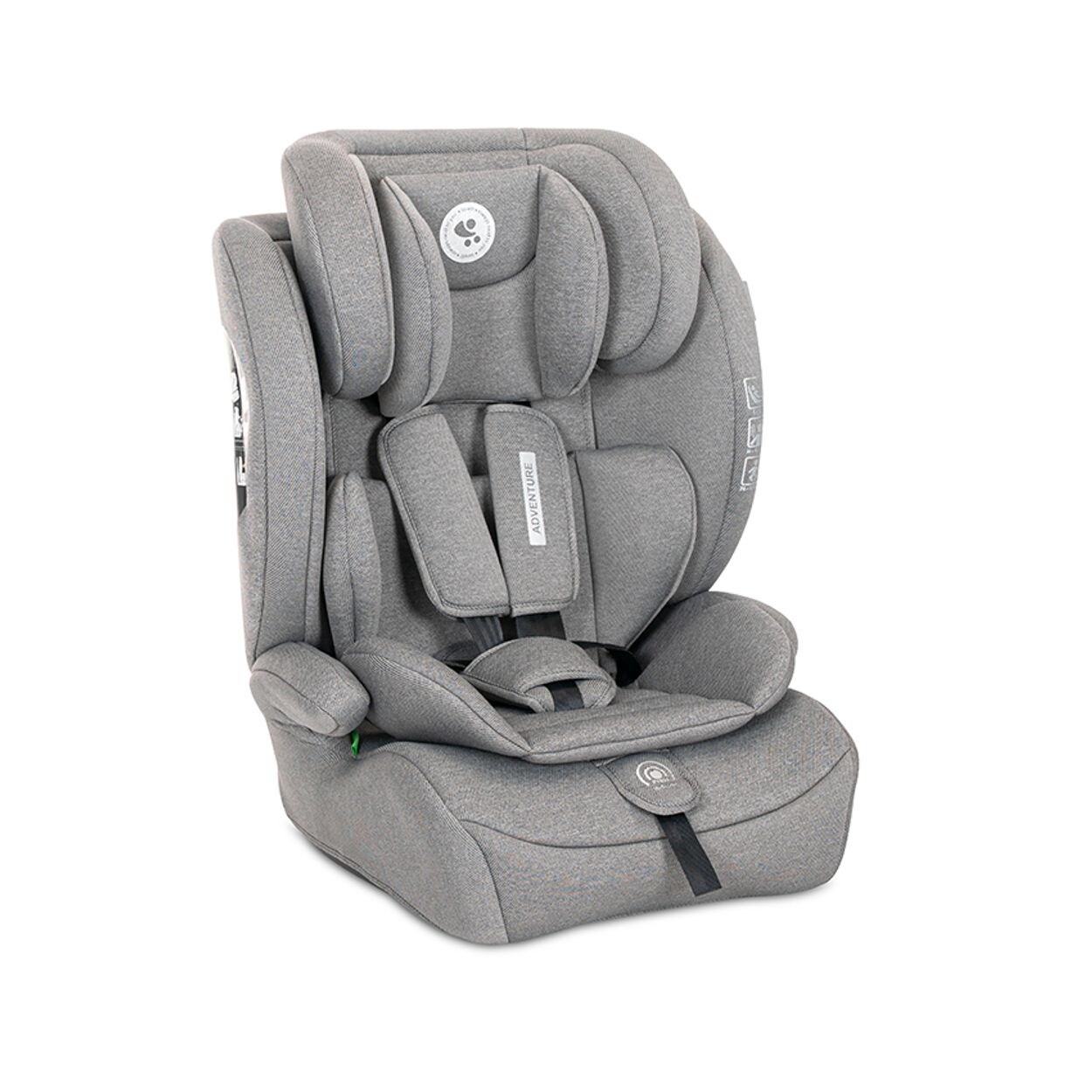 Lorelli Kindersitz i-Size Adventure (76-150 cm) Kopfstütze verstellbar bis 36 kg dunkelgrau