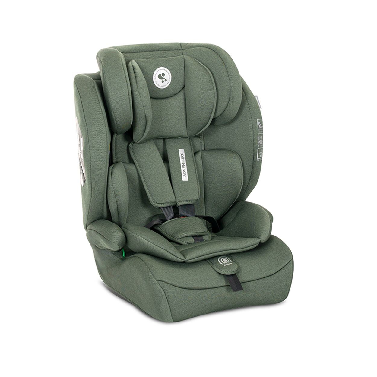 Lorelli Kindersitz i-Size Adventure (76-150 cm) Kopfstütze verstellbar bis 36 kg tannengrün