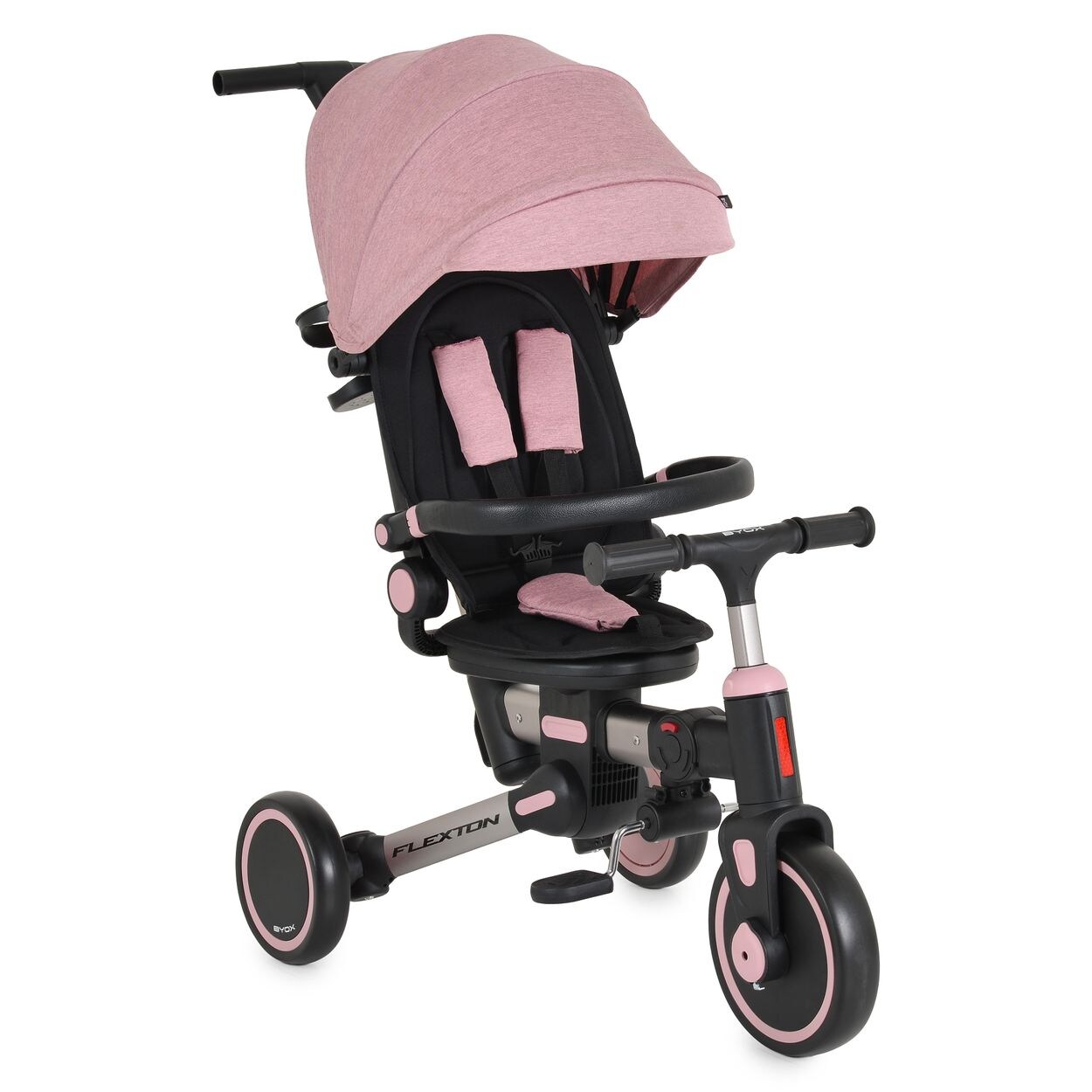 Byox Dreirad Flexton 5 in 1 Laufrad Rückenlehne EVA-Reifen Becherhalter faltbar rosa