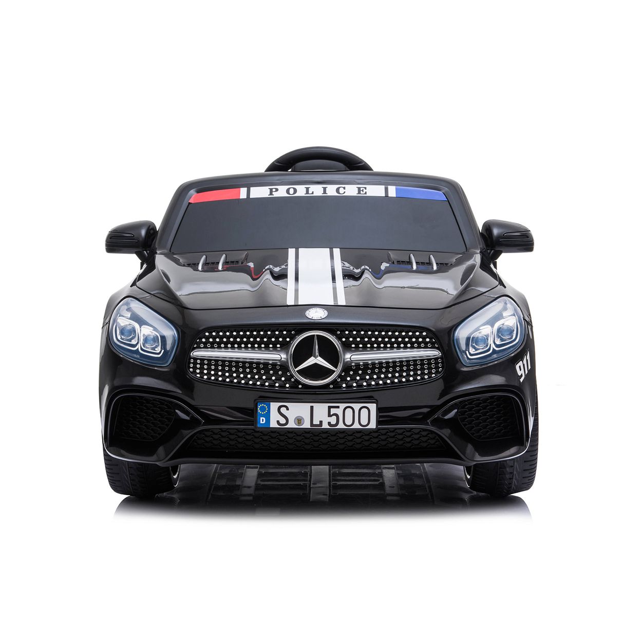 Chipolino Kinder Elektroauto Polizei Mercedes SL500 LED Bluetooth Fernbedienung schwarz - Bild 1