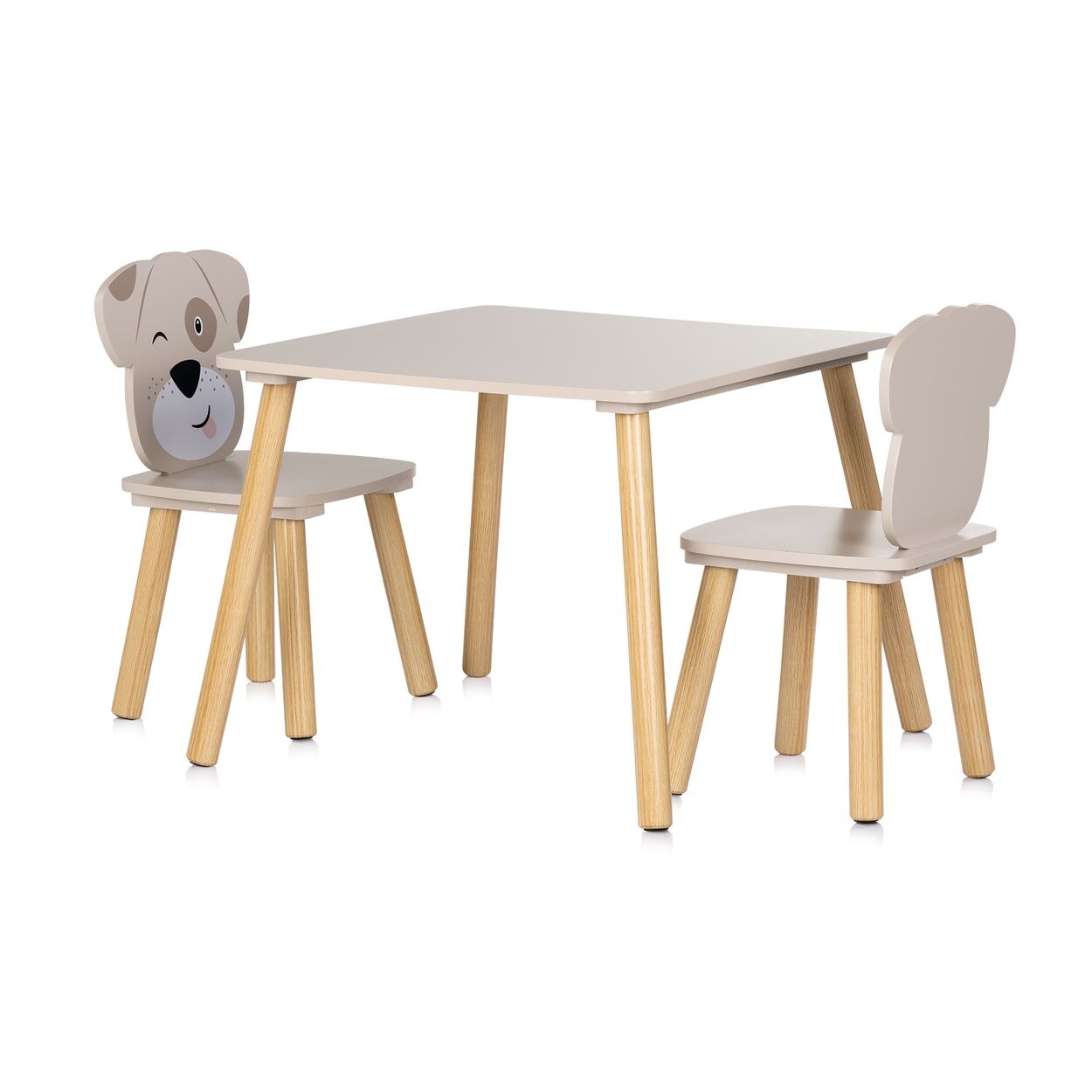 Chipolino Kinder Tischset Holztisch, 2 Holzstühle, Kindersitzgruppe, 3-teilig beige
