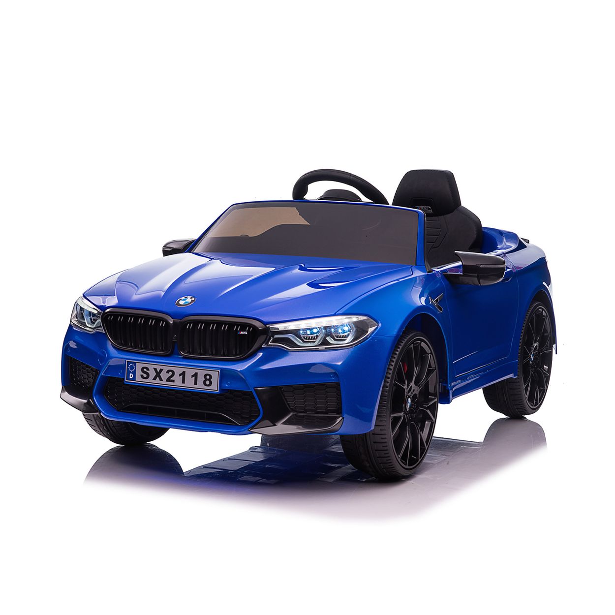 Chipolino Kinder Elektroauto BMW M5 Fernbedienung Musik Eva-R&auml;der Bluetooth blau - Bild 1