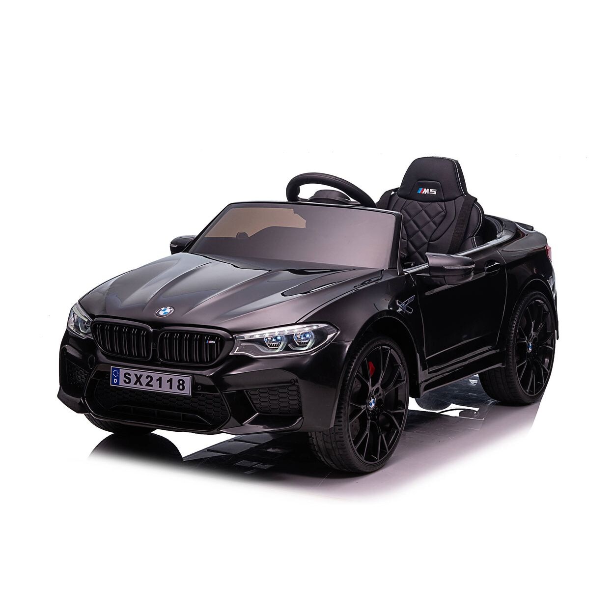 Chipolino Kinder Elektroauto BMW M5 Fernbedienung Musik Eva-Räder Bluetooth schwarz