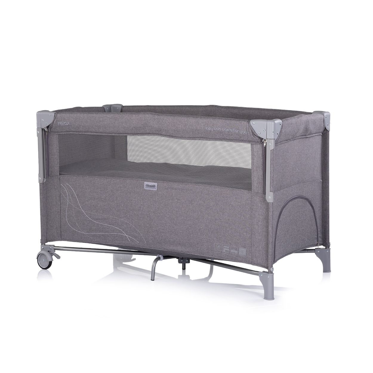 Chipolino Reisebett Relax Leinen 2 Ebenen Tasche, Rei&szlig;verschluss, R&auml;der, faltbar schwarz grau - Bild 1