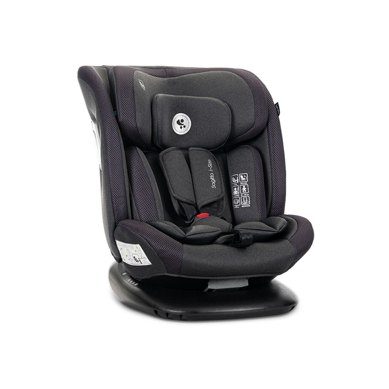 Lorelli Kindersitz Sagitta i-Size (40x150cm) 360 Grad Drehung SPS Kopfkissen schwarz - Bild 1