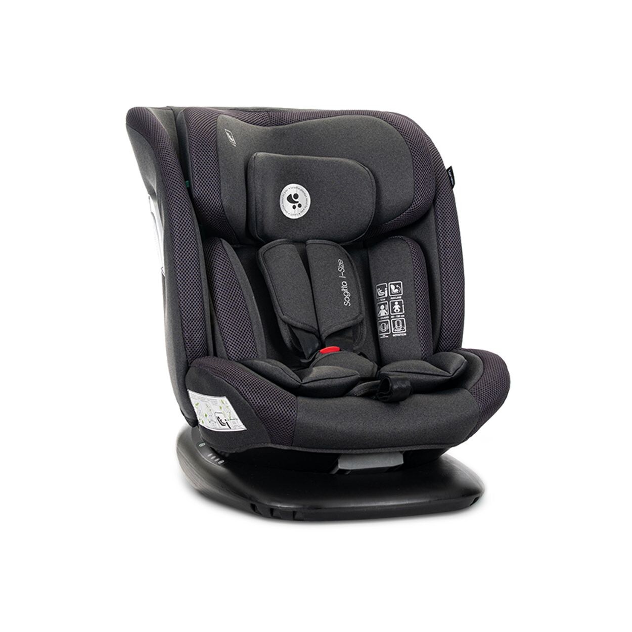 Lorelli Kindersitz Sagitta i-Size (40x150cm) 360 Grad Drehung SPS Kopfkissen schwarz