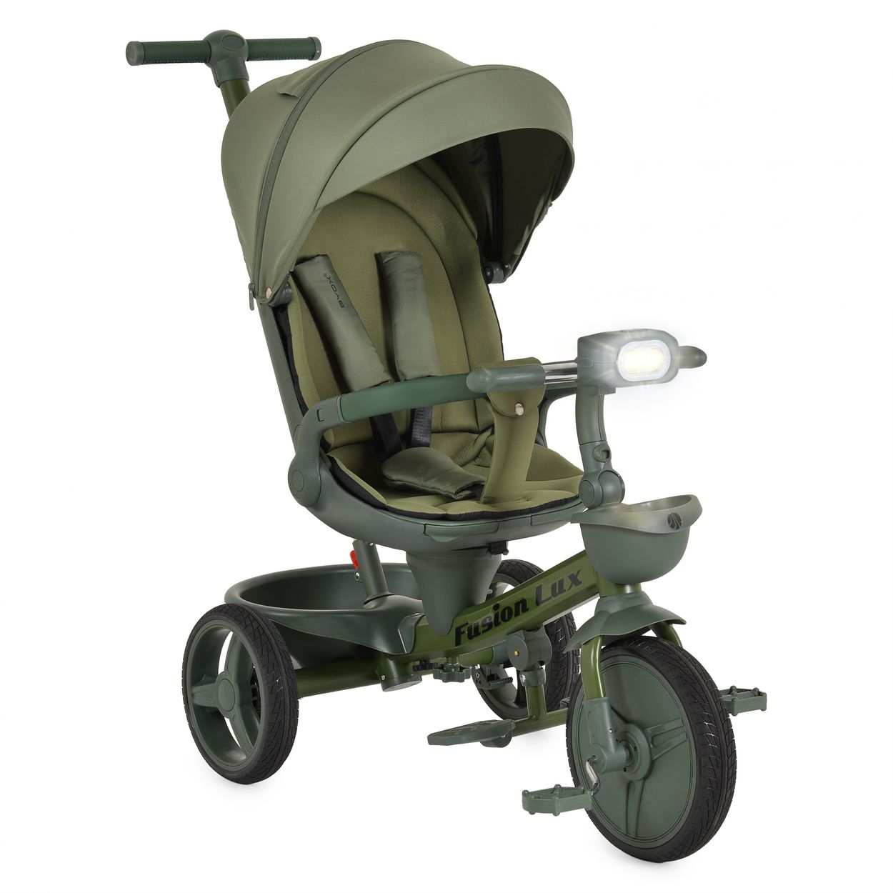 Byox Dreirad Fusion Lux Musik Scheinwerfer PU-Reifen Hinterradbremsen Korb Gurt gr&uuml;n - Bild 1