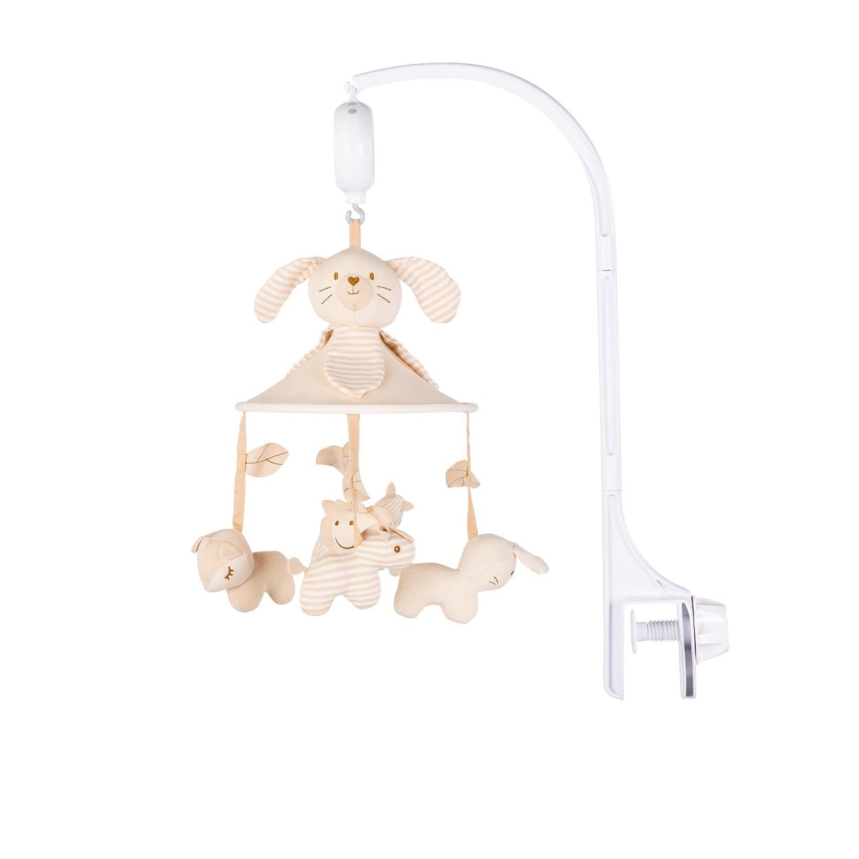 Chipolino Musik Mobile Rabbit und Friends 360 Grad drehbar 100 % Baumwolle Musik beige - Bild 1