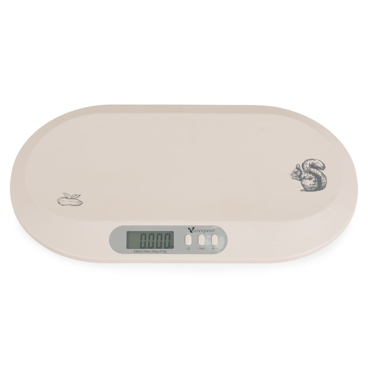Cangaroo Babywaage Peanut Maßband LCD-Display Tara-Funktion Haltefunktion 20 kg beige