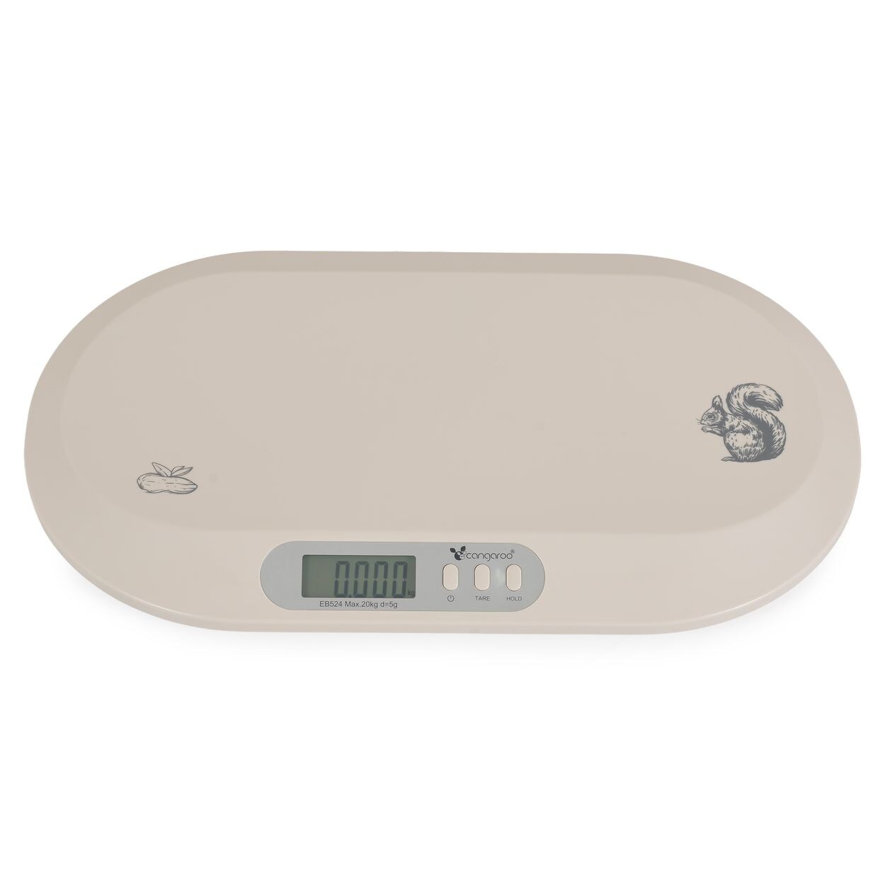 Cangaroo Babywaage Peanut Maßband LCD-Display Tara-Funktion Haltefunktion 20 kg grau
