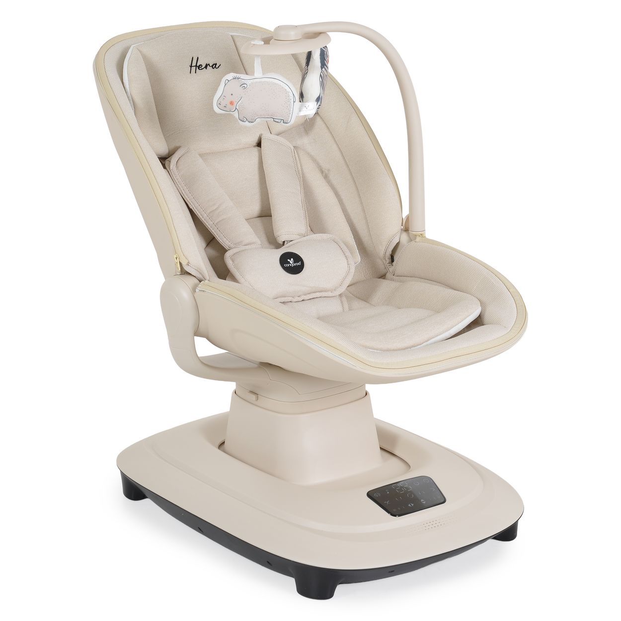 Cangaroo Babywippe Hera elektrisch, Musik, Moskitonetz, 360-Grad-Drehung, Timer beige - Bild 1