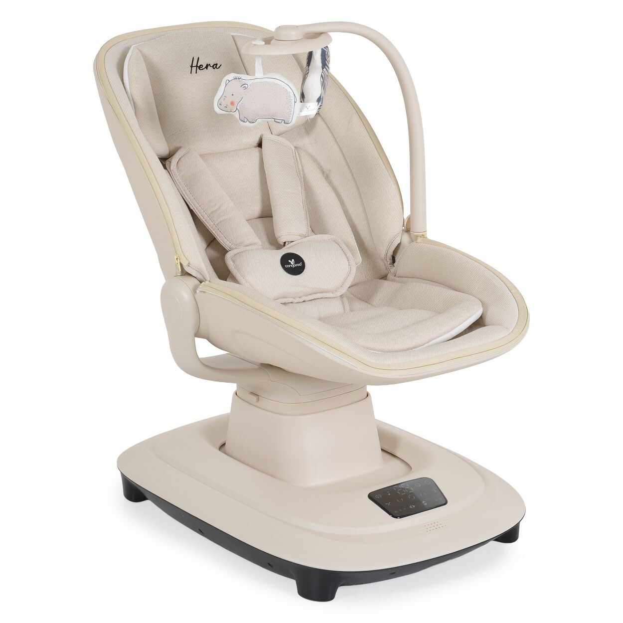 Cangaroo Babywippe Hera elektrisch, Musik, Moskitonetz, 360-Grad-Drehung, Timer beige