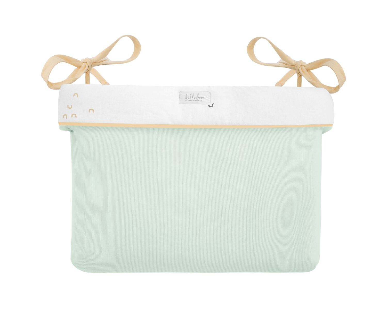 Kikkab boo Wickeltasche mit Bändern, 33 x 23 x 8 cm, Stickereien, Baumwolle grün