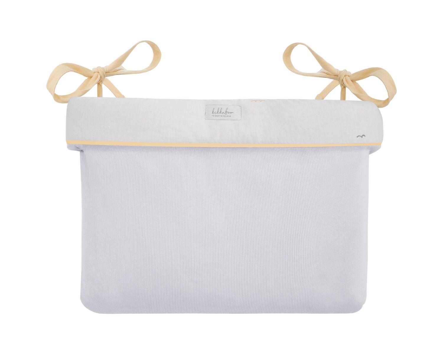 Kikkab boo Wickeltasche mit Bändern, 33 x 23 x 8 cm, Stickereien, Baumwolle beige