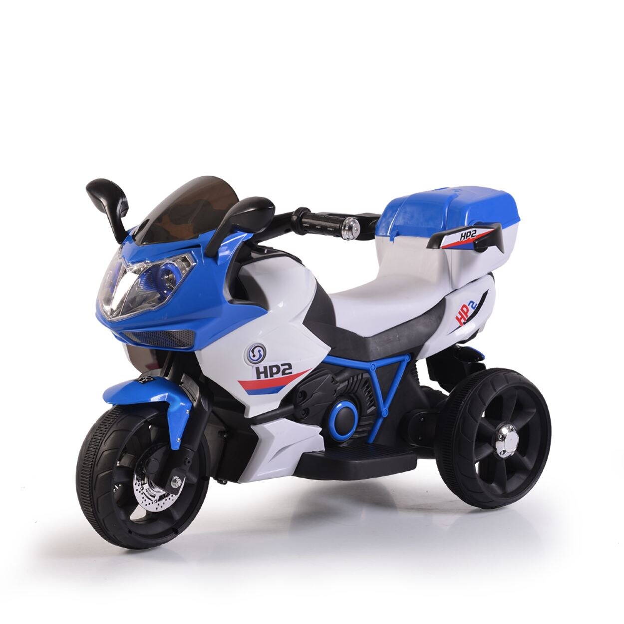 Kinder Elektromotorrad HP2 FB-6187, mit Musikfunktion, Spielzeugkorb, ab 3 Jahre blau