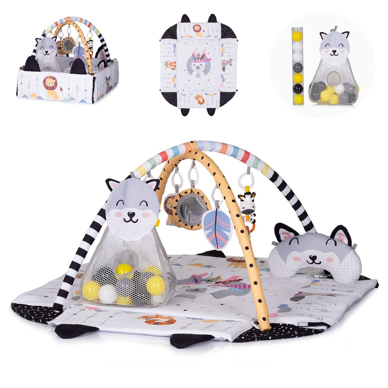 Chipolino Spielbogen Fun Zone mit Bällen, Spielmatte, Spielcenter, Tiermotiven bunt